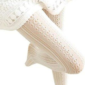 FISHNET HOLLOWOUT KNITTED PATTERENED STOCKINGS TIGHTS PANTYHOSE IVORY OS